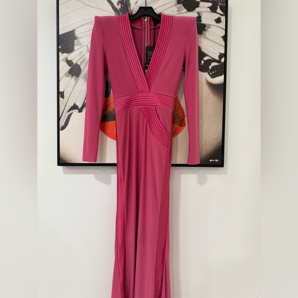 ZHIVAGO 976B The Heiress Gown in Damask Battle Line Long Sleeve Maxi Dress - Picture 5 of 14